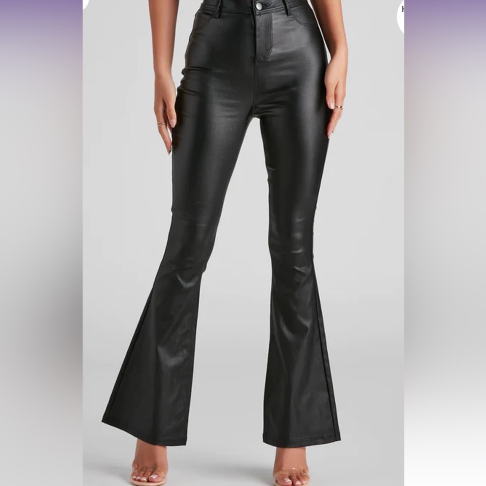 Pleather flare pants